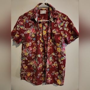 Red floral xs short-sleeved shirt